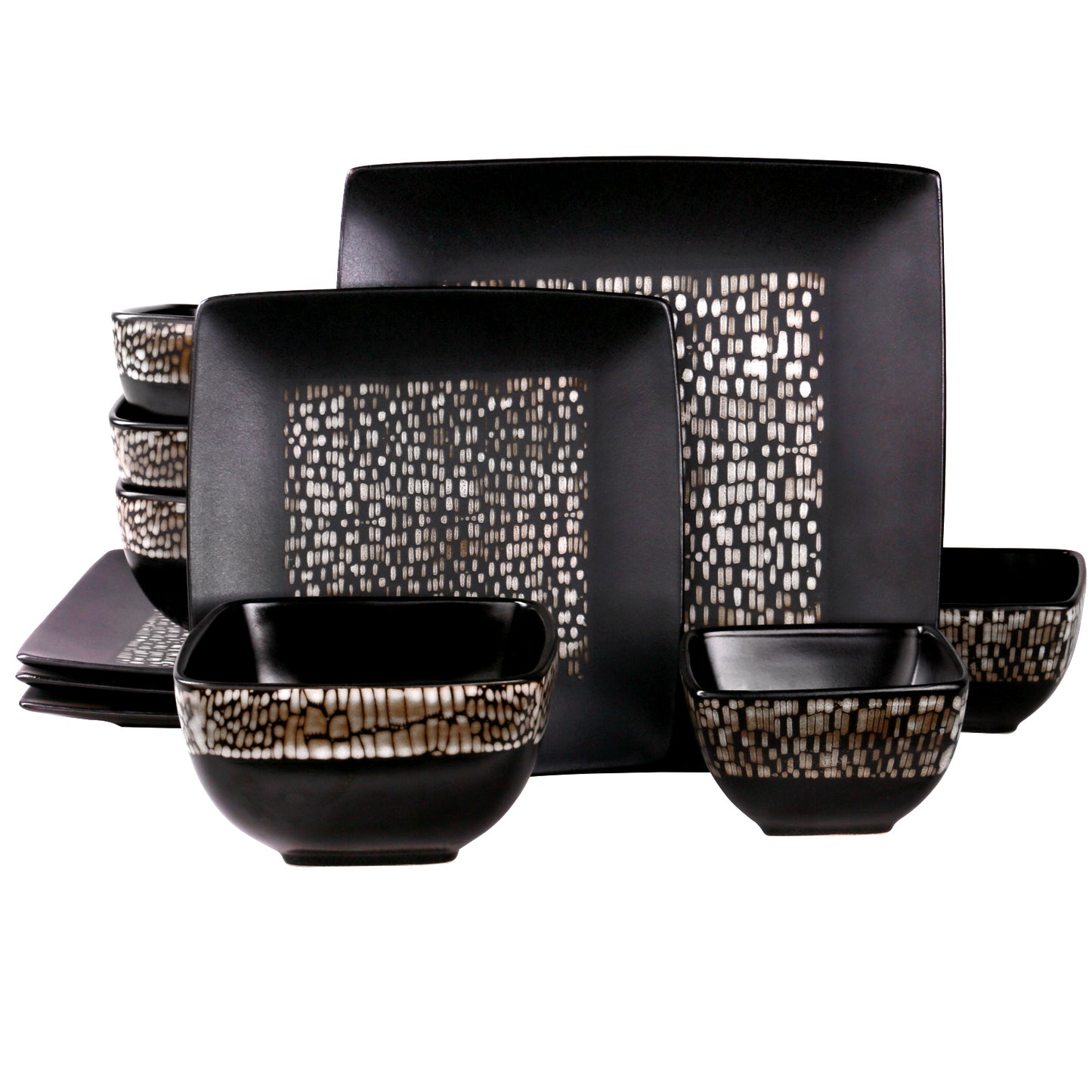Elamas Naina 16 Piece Double Bowl Stoneware Dinnerware Set
