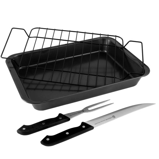 Gibson Home Reilly 4-Piece Non-Stick Carbon Steel Roaster Set