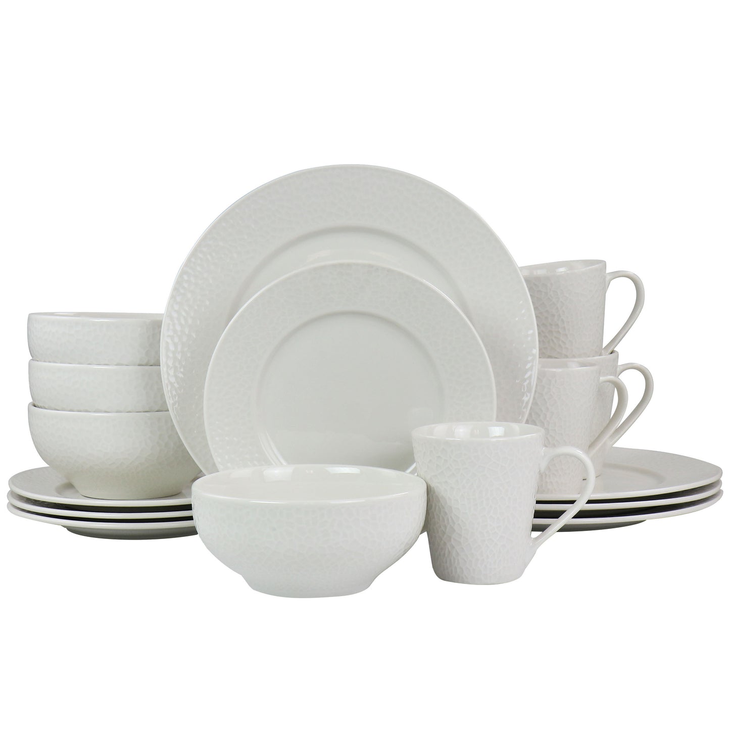 Elama Jasmine 16 Piece Porcelain Dinnerware Set in White