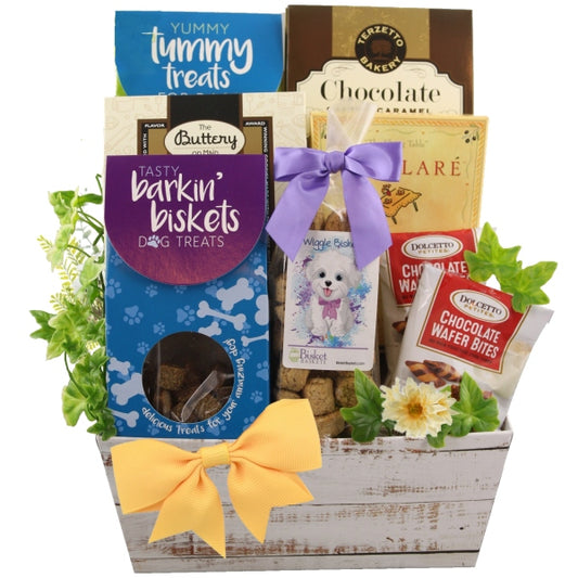 Goodies for Dog & Owner Gift Basket