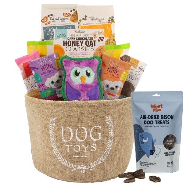 Toy Bin and Treats for Two Dog & Owner Gift